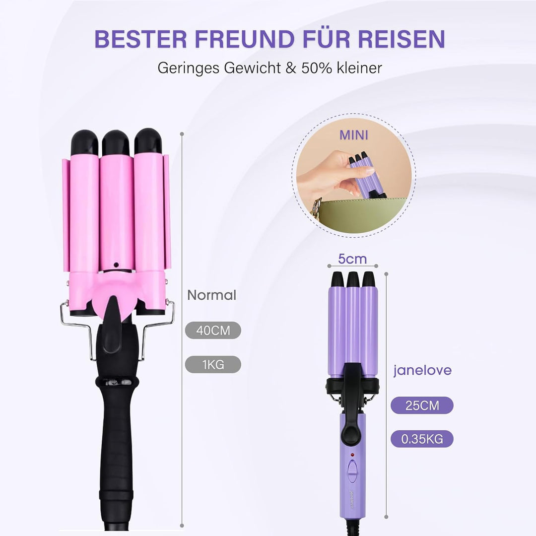 Mini Lockenstab für kurze haare, janelove 13mm welleneisen für dünnes haare, 200°C Beach waves Locke