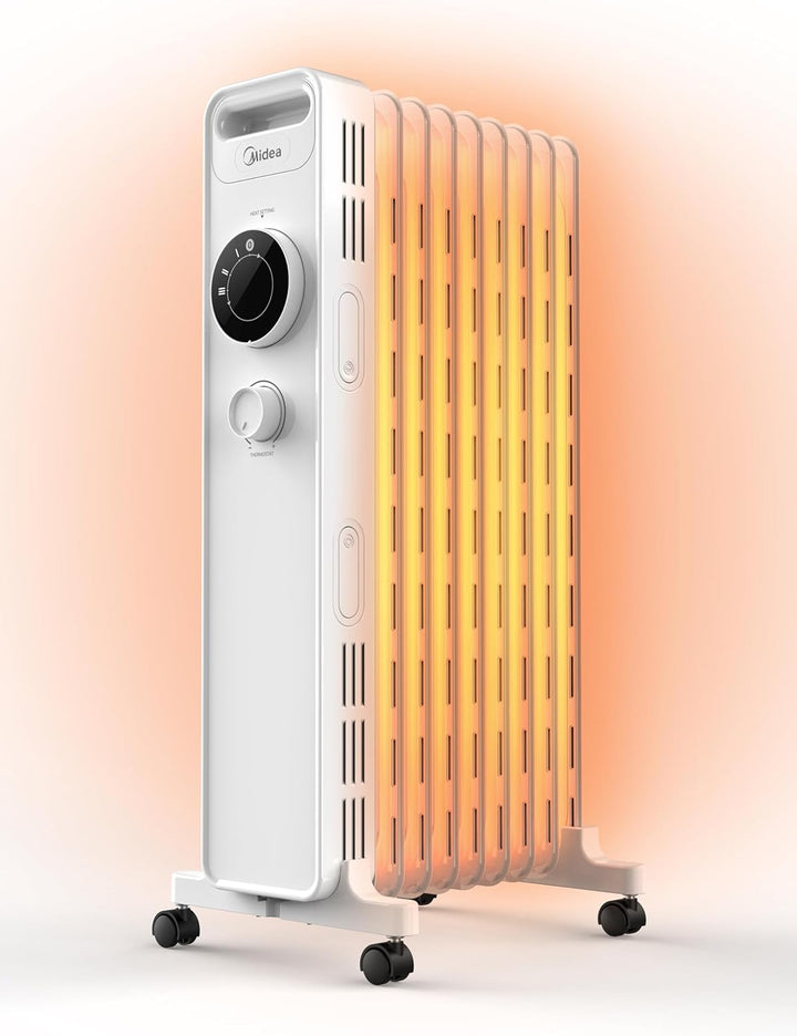 Midea NY2009-22M Ölradiator 2000W Energiesparend Leise, Elektroheizung mit 9 Rippen, Thermostat,3 He