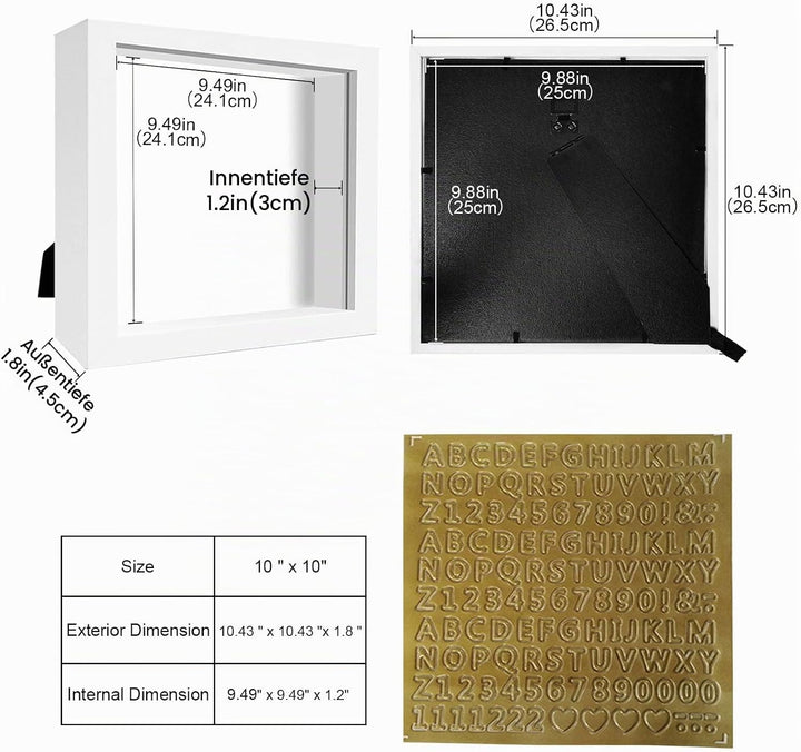 TOUYINGER 3D Bilderrahmen zum Befüllen, 25 x 25cm Bilderrahmen Tief Rahmen Objektrahmen Geldgeschenk