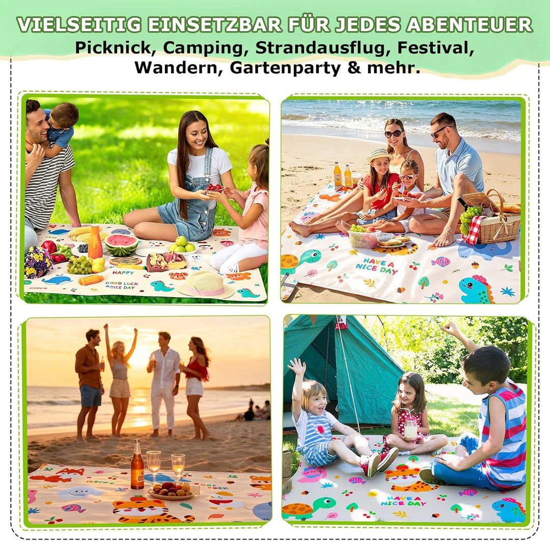 Picknickdecke Klein 150x210cm Wasserdichte Stranddecke Sandfrei Ultraleicht Tragbare Strandmatte für