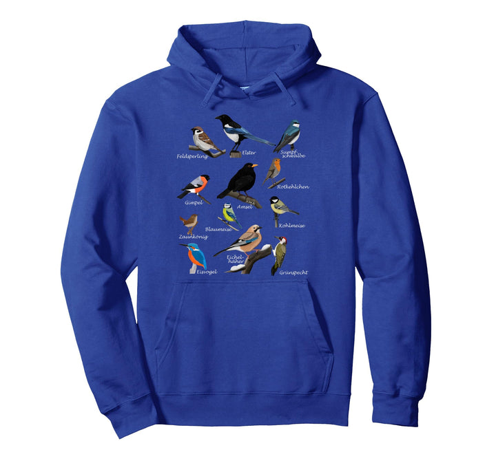 Gartenvögel Vogel Zeichnung Amsel Blaumeise Rotkehlchen Pullover Hoodie