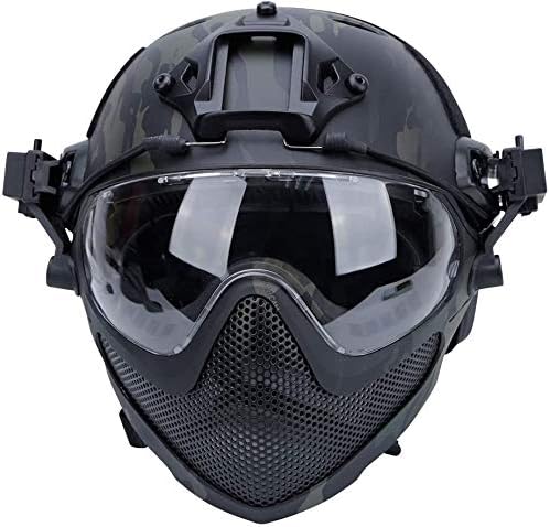 Taktischer Airsoft PJ Helm F22, EIN Integral-Schutzhelm Mit Abnehmbarer Maske Und Brille, Outdoor-Re