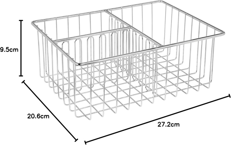 mDesign Deckelhalter – praktischer Küchen Aufbewahrungskorb mit 3 Fächern zur Aufbewahrung von Decke