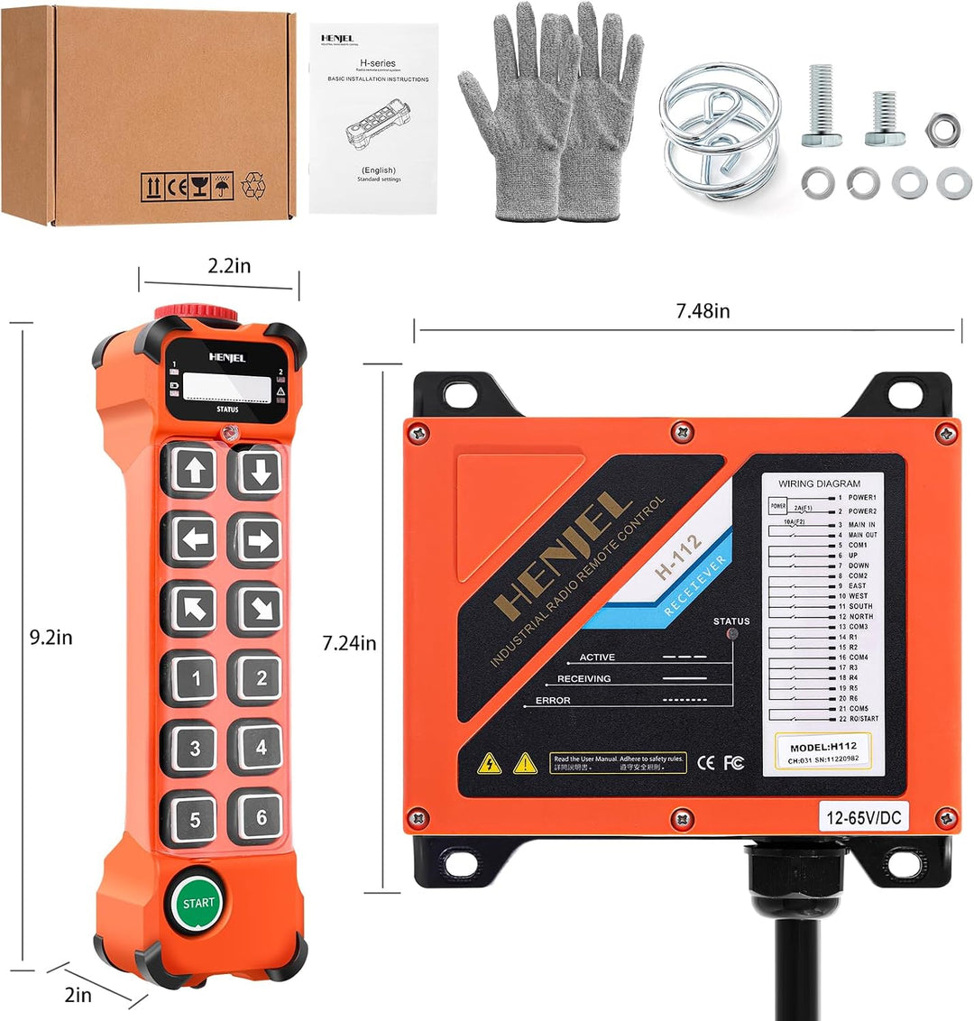 H112 Industrielle Funkfernbedienung Kräne 12-65V 2T1R | 12-Tasten-Multifunktionsfernbedienung für Tu