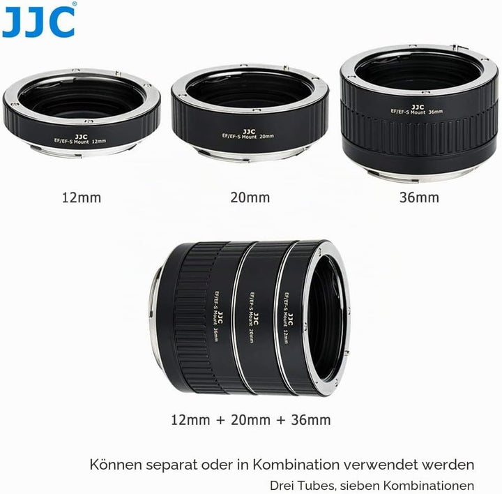 JJC Autofokus Makro Zwischenringe (AF) mit TTL-Belichtung für Makrofotographie 12mm 20mm und 36mm (P