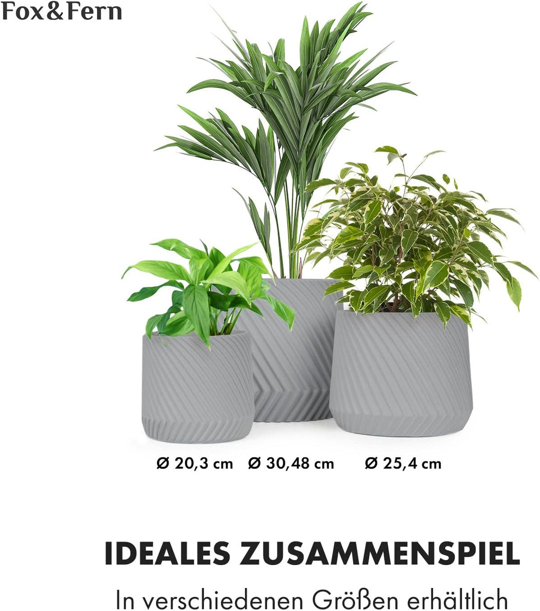 Fox&Fern Übertopf L mit 3D Riffelung - Blumentopf Gross inkl. Wasserabfluss - Blumentopf hoch 27cm -