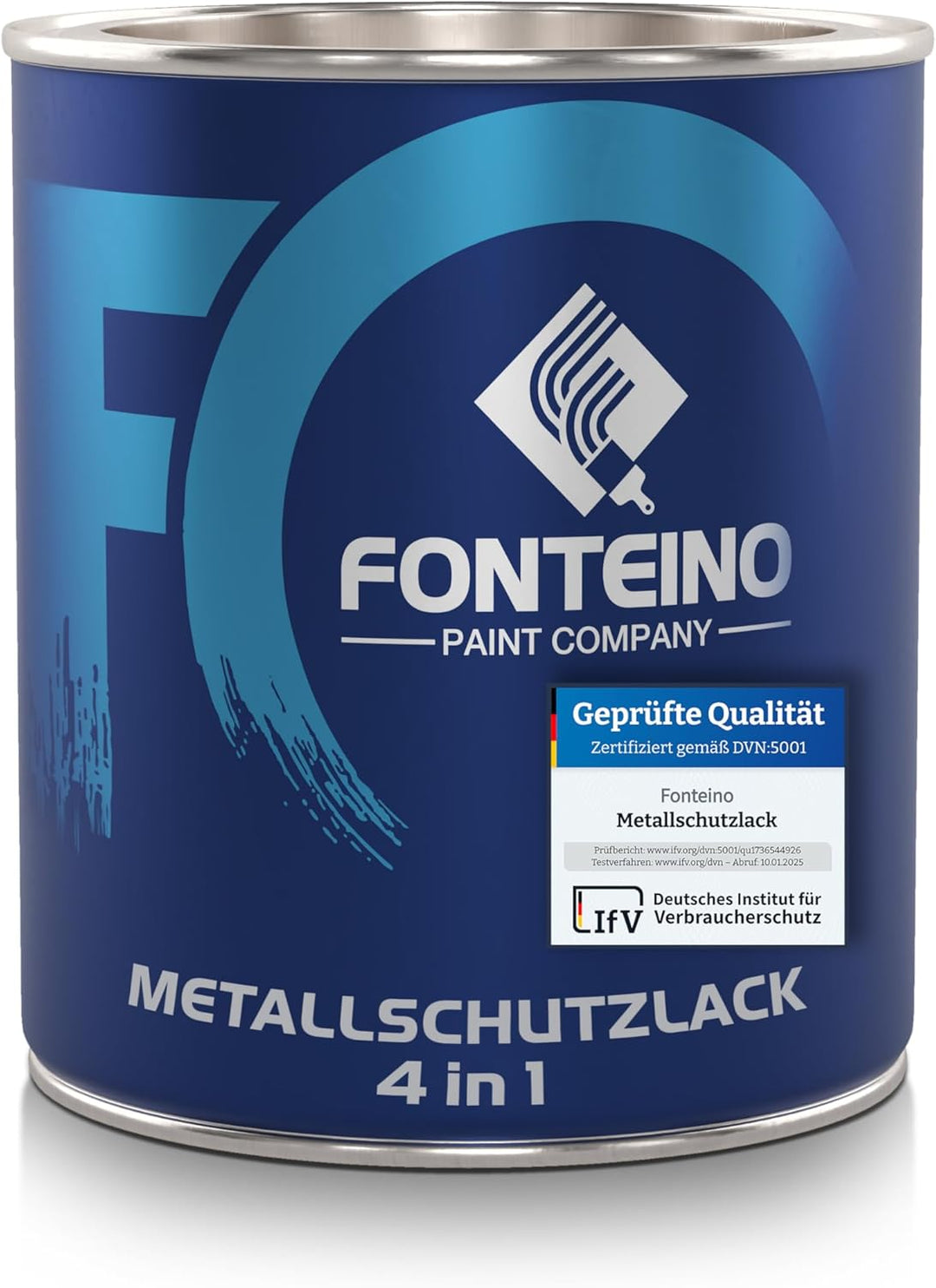 Fonteino Metallschutzlack 3in1 Metallfarbe Grundierung Rostschutzfarbe Decklack - Farblos 750ml Farb