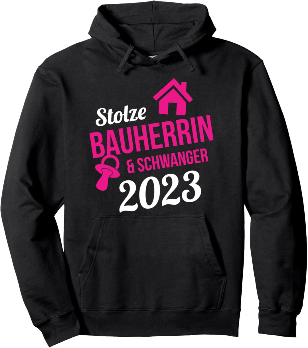 Stolze Bauherrin Bauherr 2023 | Schwanger Baby Geburt Haus Pullover Hoodie