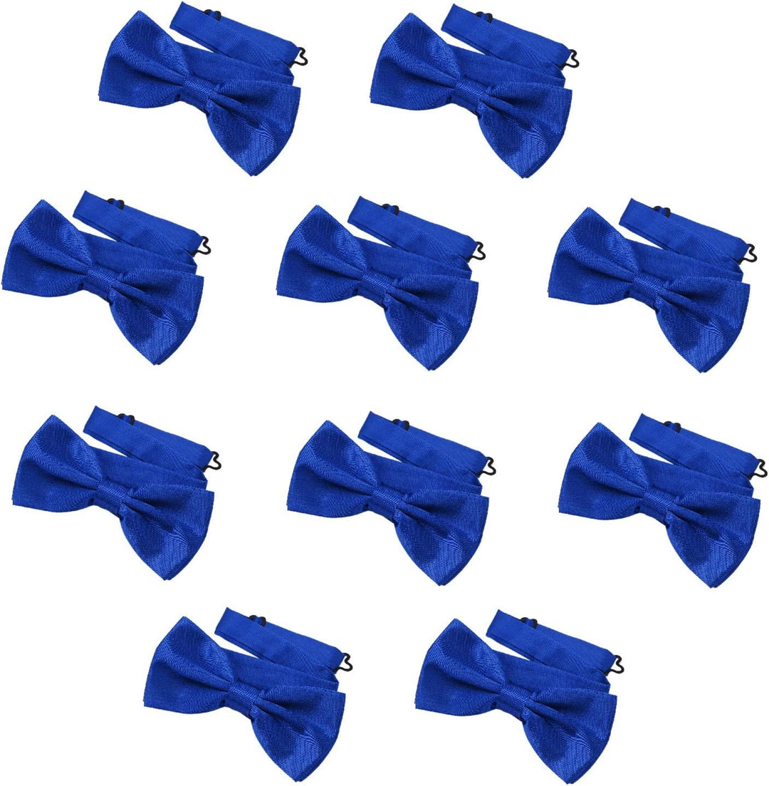 DonDon 10er Set Herren Fliege 12 x 6 cm gebunden und längenverstellbar Blau, Blau