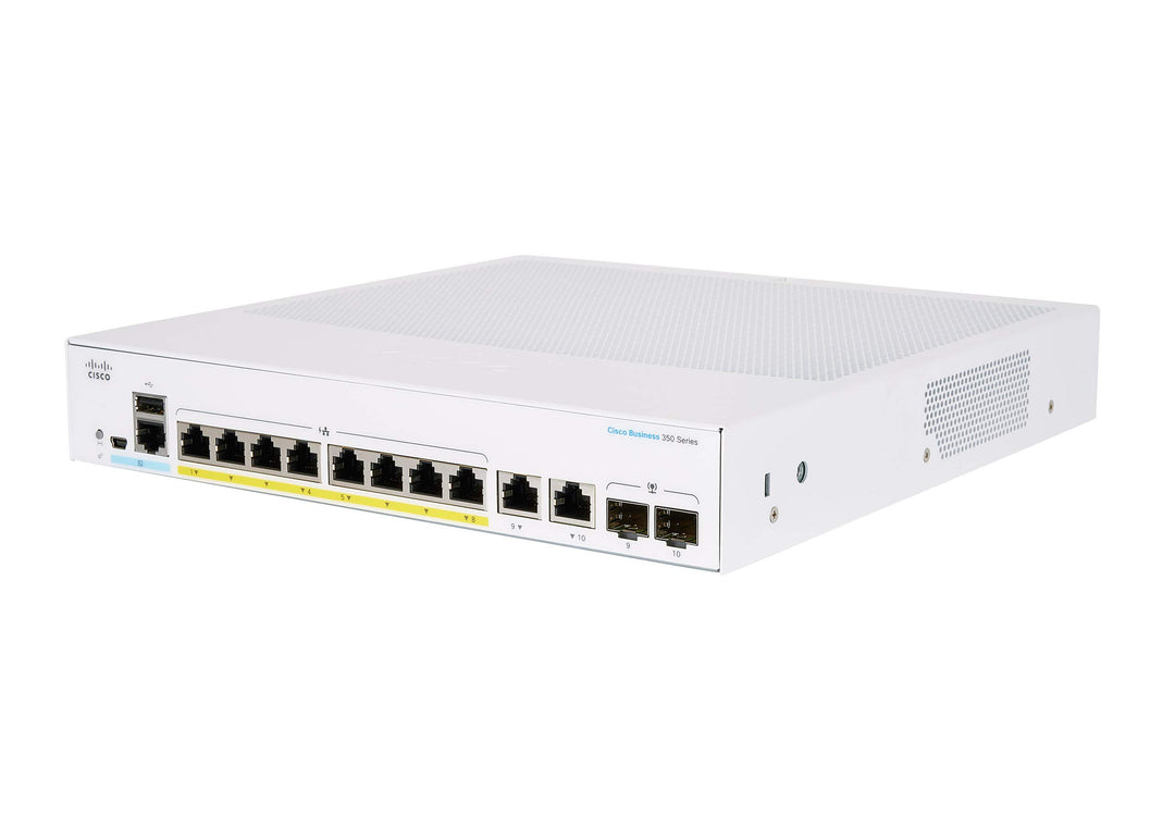 Cisco Business CBS350-8FP-E-2G Managed Switch | 8 GE-Ports | Full PoE | Ext. Netzteil | 2 x 1G-Combo