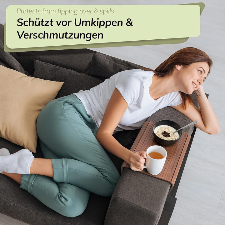BAM BOO BOX Sofatablett aus Bambus - Couch Tablett flexibel - Sofatablett Armlehne - Sofa Tablett Ho