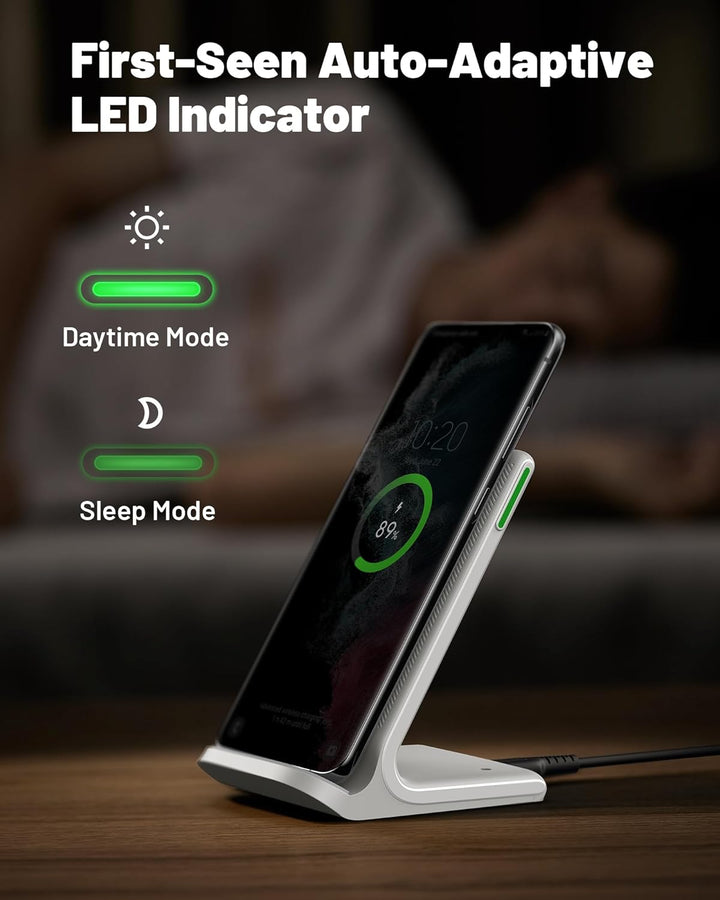 INIU Wireless Charger Stand, [Weisse, 15W] Induktive Ladestation Schnelles Qi Zertifiziert für iPhon