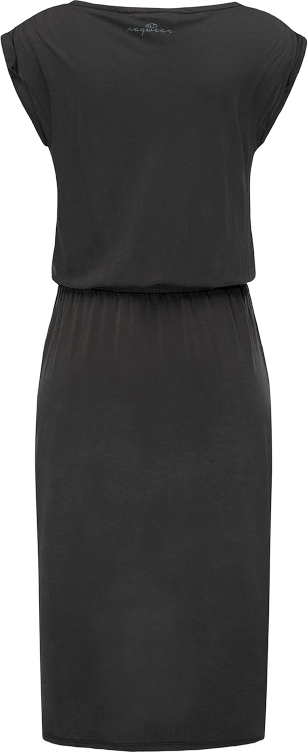Ragwear Damen Kleid Midi Sommerkleid Ethany XS-XXL XS Schwarz, XS Schwarz