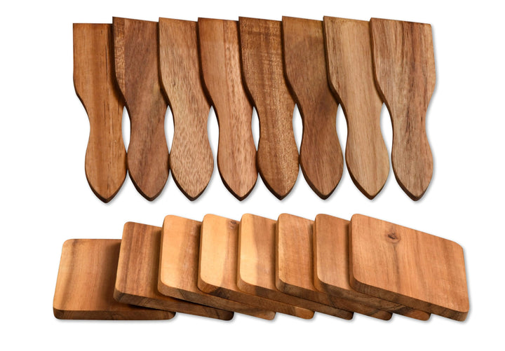 Kesper 28968 + 28958 | Raclette - Spachtel und Brettchen je im 8er Set aus Akazienholz | Raclettesch