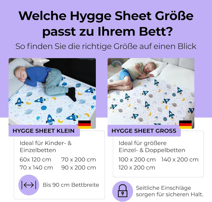 Hygge Sheets® Bettunterlage wasserdicht für Kinder | passend für Baby- & Kinderbett bis 90 cm Breite