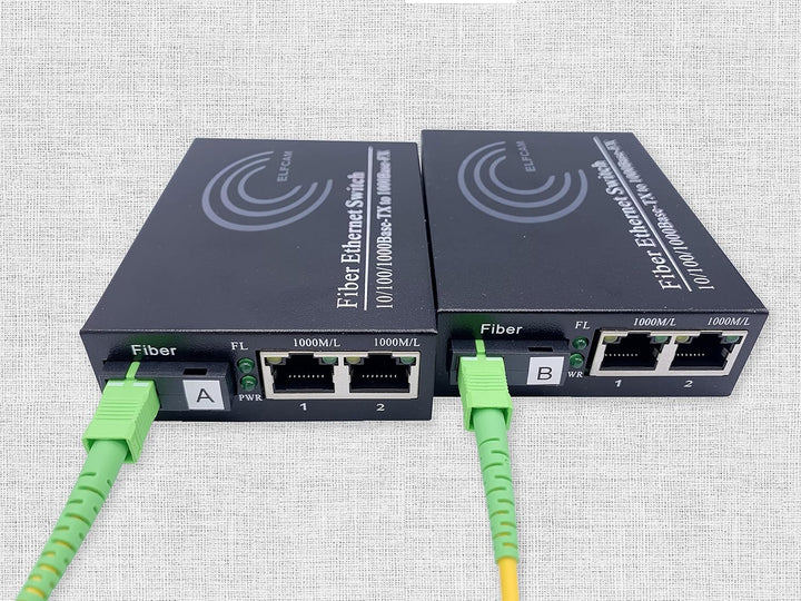 Elfcam® - Gigabit Ethernet LWL Media Converter Fibre Optic 10/100/1000 Mbps Including Mini-GBIC (SFP