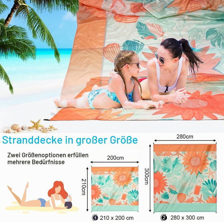 Stranddecke Sandfrei, Sandfeste Stranddecke Wasserdicht, Leicht Und Dünn, Tragbare Strandmatte Faltb