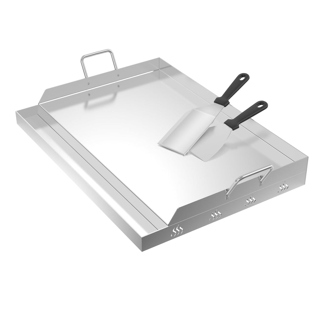 Froadp Edelstahl Grillplatte | 54x41x7cm Universal BBQ Plancha mit Ölrinne | BBQ Plancha für Gas- &
