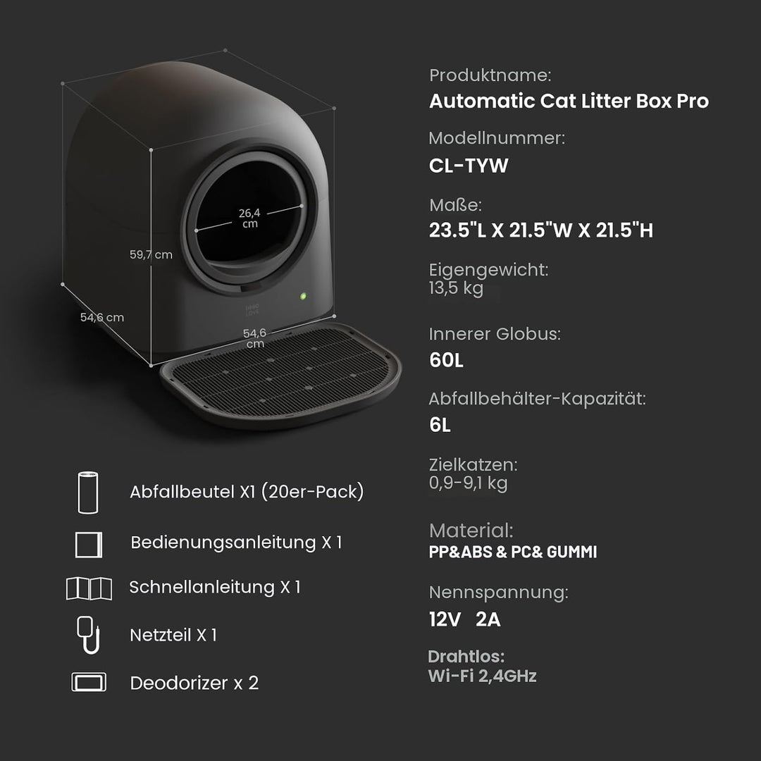 HHOLOVE Katzenklo Selbstreinigend Automatisch, Elektrische Katzentoilette mit App, Geruchskontrolle,