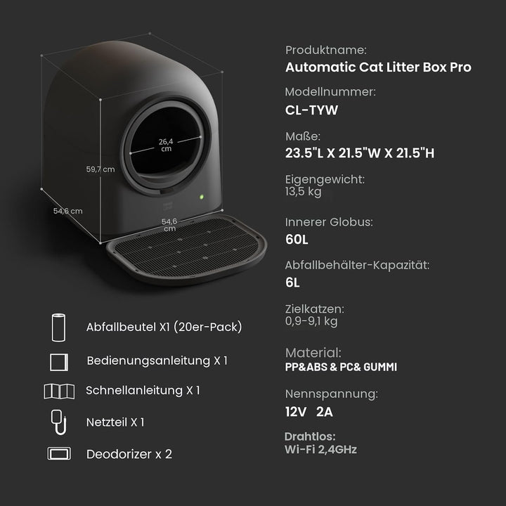 HHOLOVE Katzenklo Selbstreinigend Automatisch, Elektrische Katzentoilette mit App, Geruchskontrolle,
