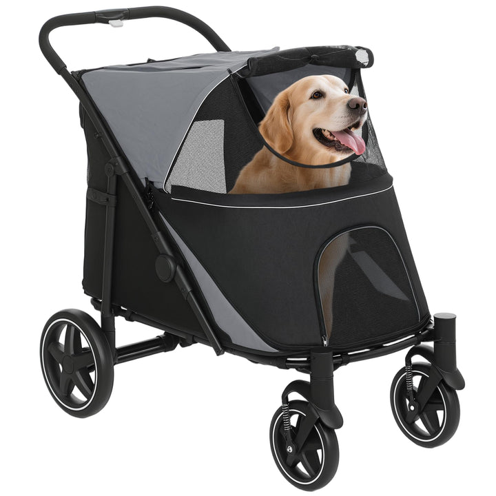 PawHut Hundewagen, Hundebuggy mit Kissen, faltbarer Hundetrolley, Katzenbuggy für grosse und mittelg