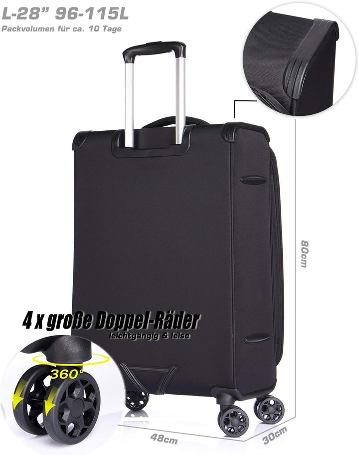 ABISTAB Verage Toledo Weichgepäck 4 Doppelrolle grosser Koffer Trolley L-83cm 96-115 L erweiterbar,