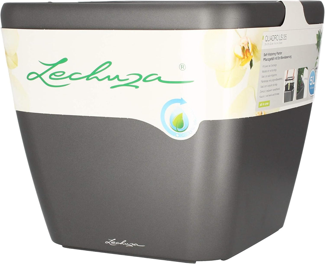 LECHUZA QUADRO Premium LS 35 anthrazit metallic 16163 35x35x33 cm Anthrazit Metallic, 35x35x33 cm An