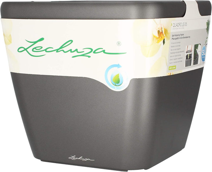 LECHUZA QUADRO Premium LS 35 anthrazit metallic 16163 35x35x33 cm Anthrazit Metallic, 35x35x33 cm An