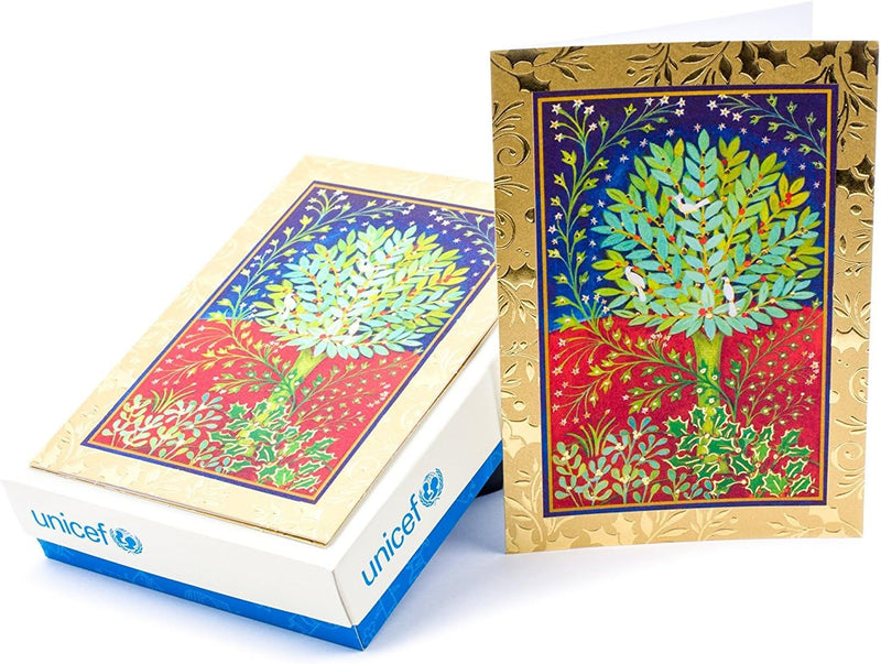 Hallmark UNICEF Weihnachtskarten, friedlicher Stechpalmenbaum (20 Karten und 21 Umschläge) (1XPX2032