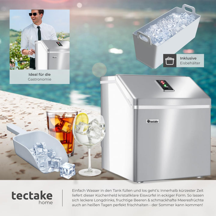 TecTake Profi Eiswürfelmaschine für klare
