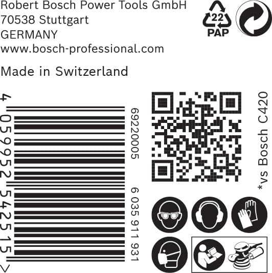 Bosch Accessories 50x Schleifpapier Expert C470 mit 8 Löchern (für Hartholz, Farbe auf Holz, Ø 125 m