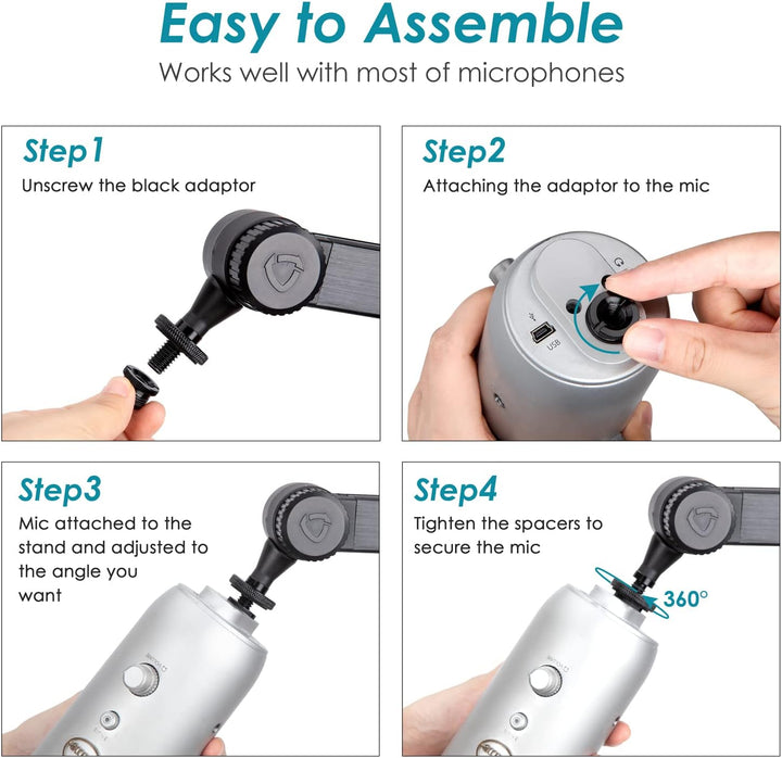 Blue Yeti Mikrofon Arm mit Popschutz - Yeti X Mikrofonarm, Versteckte Kabel, Blue Yeti Boom Arm und