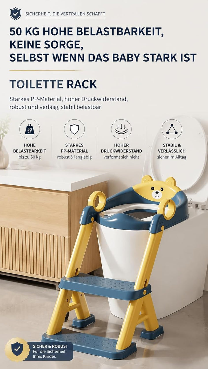 Toilettentrainer für Kinder für Jungen und Mädchen, 2 in 1 Kind Toilettensitz mit Treppe, Spritz und