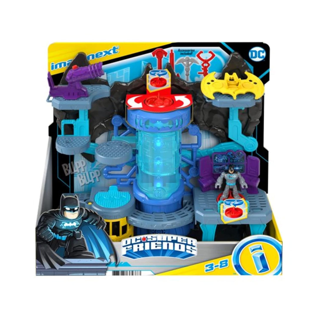 Fisher-Price Imaginext HGN70 - Super Friends Bat-Tech Bathöhle, Batman-Spielset mit Lichtern und Ger