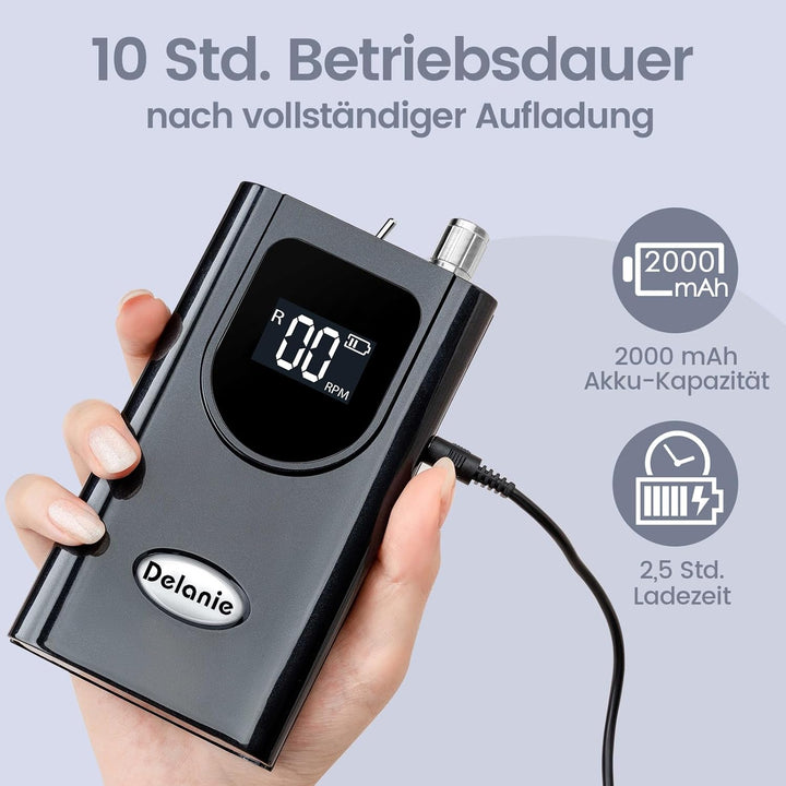 Elektrische Nagelfräser 35000 U/min, Delanie Wiederaufladbare Fräser für gelnägel Nagellack, Manikür