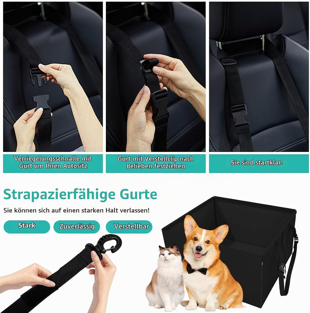Extra Stabiler Hunde Autositz - Verstärkter Autositz für kleine und mittlere Hunde - Hochwertiger un