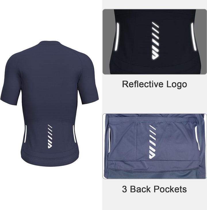 Lo.gas Radtrikot Herren Kurzarm, Rennrad Trikot Durchgehender Reissverschluss mit 3 Taschen S Kurzar