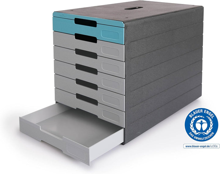 Durable Schubladenbox (Idealbox Pro) 7 Fächer, blau, 776306, Blau