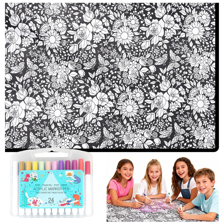 DIY Maldecke 50*60 Inch, Wiederverwendbare Painting Blanket Coloring Blanket mit 24 Farben Pinsel Pe