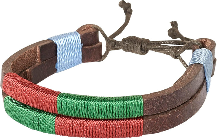 PELPE Argentinischer Ledergürtel mit passender Schnur und Lederarmband. Auf Leder gestickter Gürtel