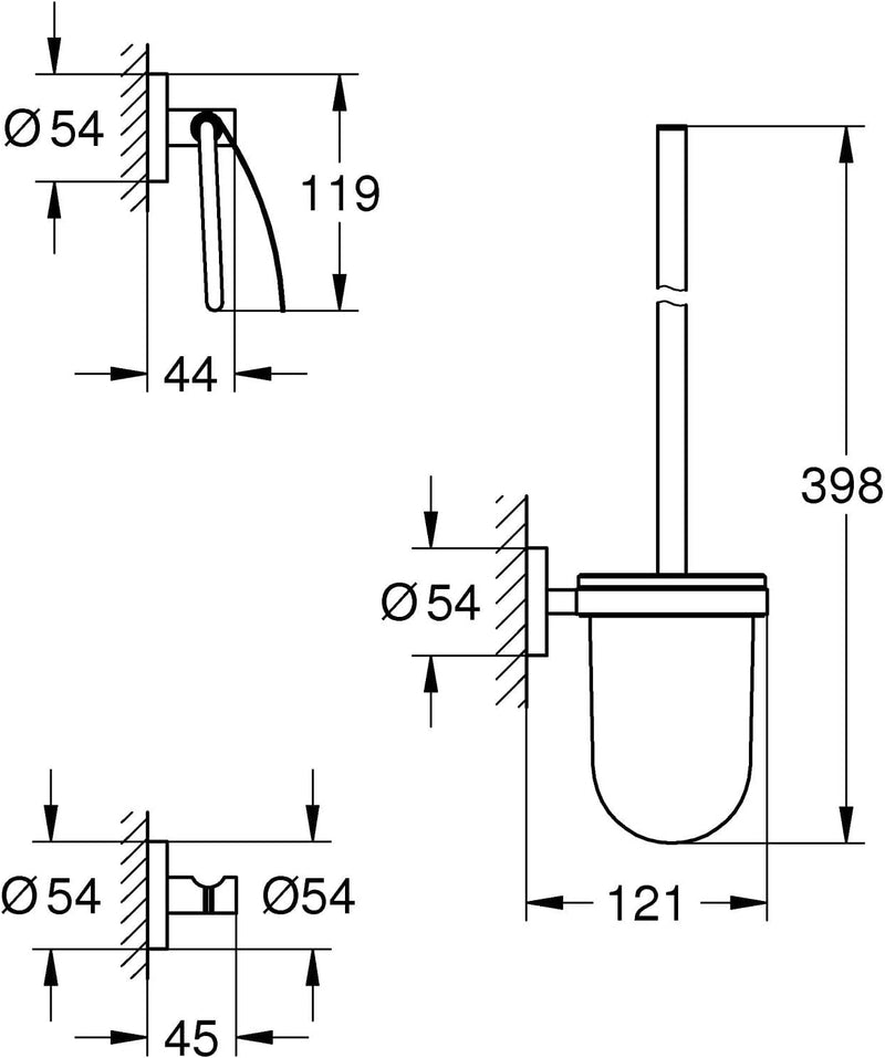 GROHE Start Cosmopolitan - WC- Set 3-in-1 (Material: Glas/ Metall, verdeckte Befestigung), superstee