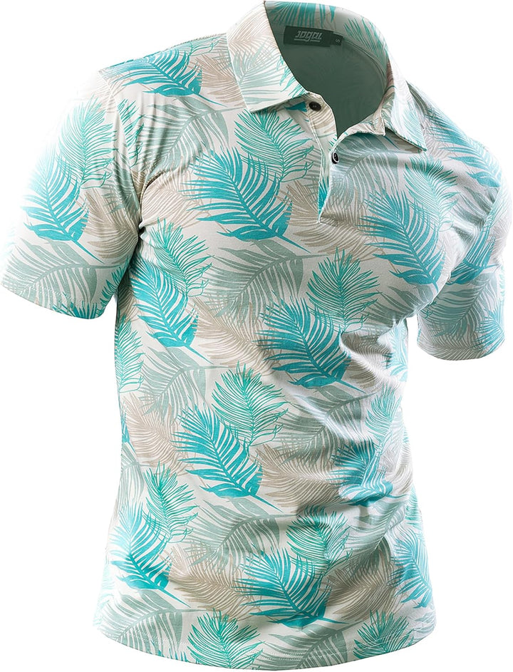 JOGAL Herren Golf Poloshirts Kurzarm Floral Sommer Freizeithemd Regular Fit Sport Outdoor Polo Tshir