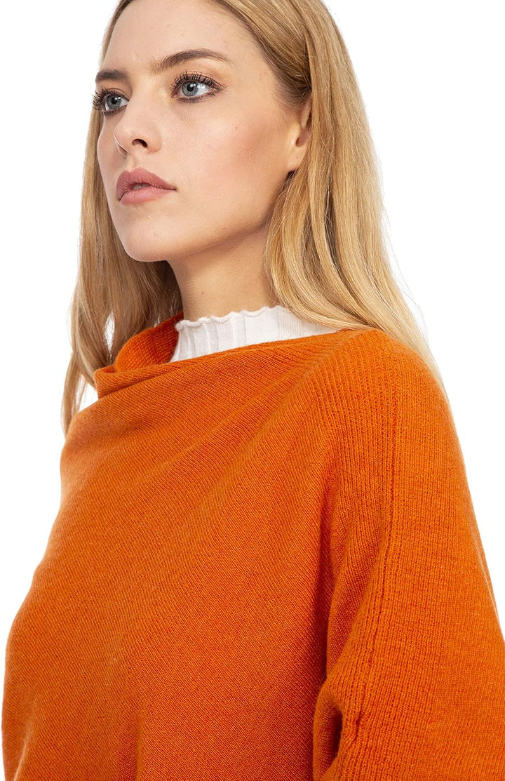 Marine Cashmere - Poncho aus Kaschmir-Mischgewebe für Damen, zart und weich, aus Kaschmir Orange, Or
