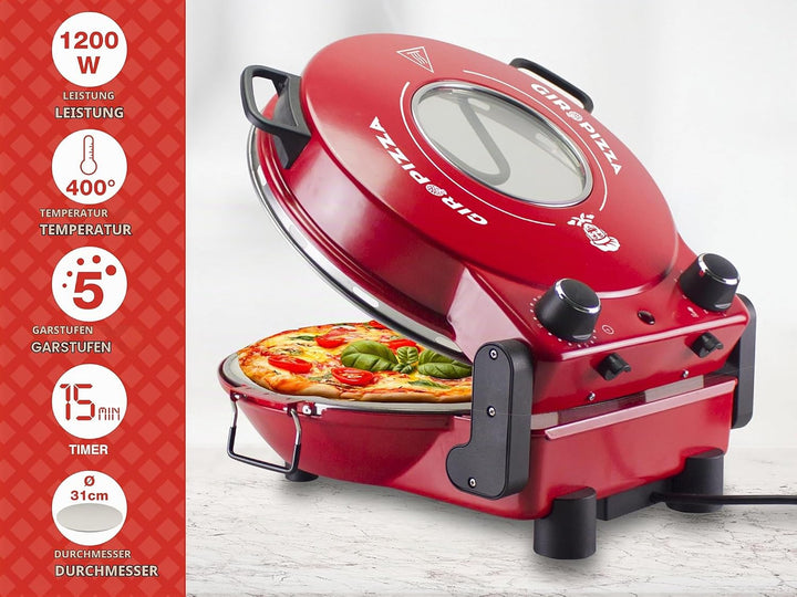 BEPER P101CUD301 Elektrischer Pizzaofen, 1200W, Temperatur 400°C, 31 cm Backplatte, Pizzaofen mit he