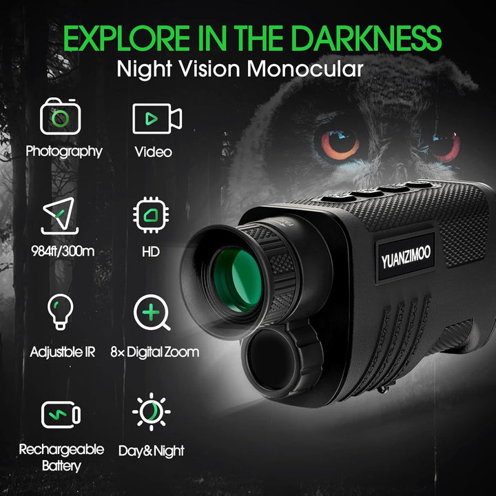 Nachtsicht Monokular Digital Infrarot Monokular Teleskop für 100% Dunkelheit mit 8X Zoom 2000mAh Wie