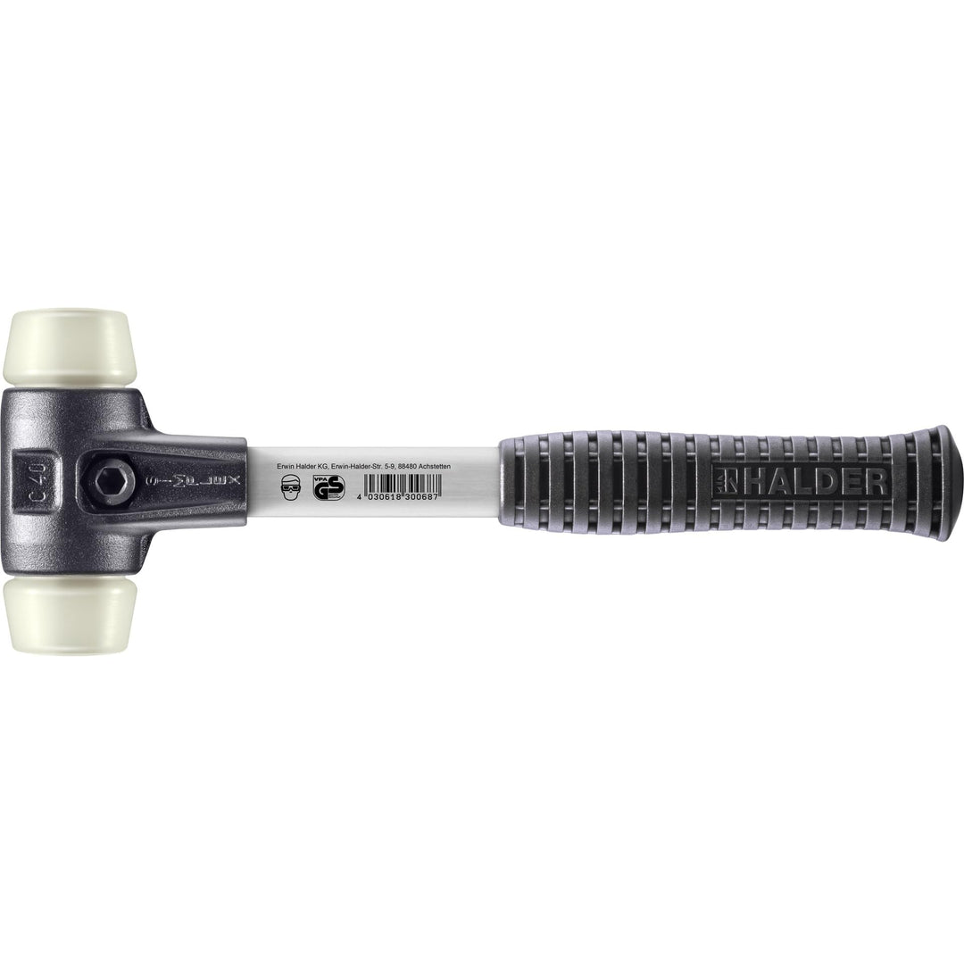 SIMPLEX-Schonhammer, Nylon; mit verstärktem Tempergussgehäuse und Fiberglasstiel | D=40 mm | 3708.04