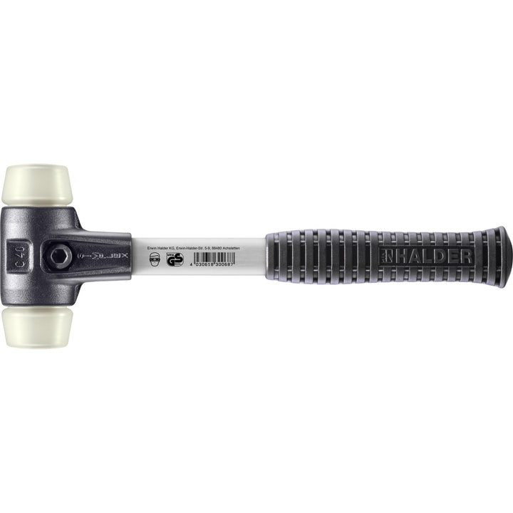 SIMPLEX-Schonhammer, Nylon; mit verstärktem Tempergussgehäuse und Fiberglasstiel | D=40 mm | 3708.04