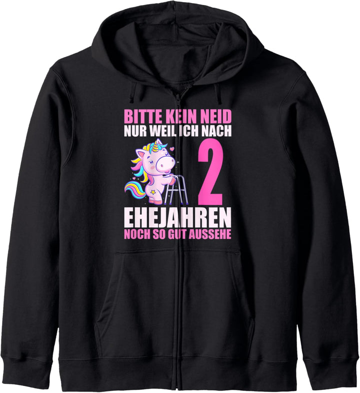 2 Jahre verheiratet 2.Ehejubiläum Einhorn 2.Hochzeitstag Kapuzenjacke