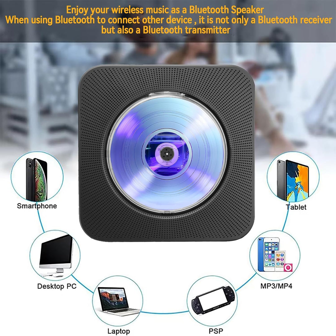 Tragbarer Bluetooth CD-Player mit Lautsprechern - 8-in-1 HiFi-Stereo-Soundsystem für Zuhause, unters