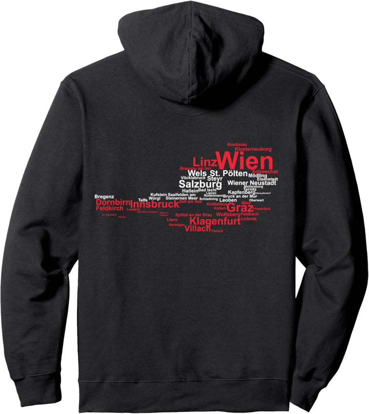 Österreich Karte Flagge Silhouette Städte Urlaub Reise Wien Pullover Hoodie